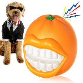 PROKEl Dog Toys Squeak Chew Toys Tough Ballfor Medium Large Extra Aggressive ChewersringDogs Breed Interactive Enduring IndestructibleSqueaky Toy (Color: orange)